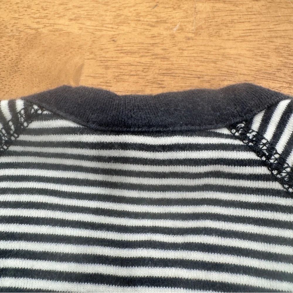 Hanna Andersson Side Snap Bodysuit Baby 6-12 Months Black White Striped Cotton - Picture 6 of 7